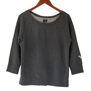 Victoria's Secret PINK Round Neck 3/4 Sleeve Gray Sweatshirt, Dog / PINK logo, M